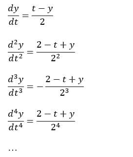 مشتقات مراتب بالاتر معادله دیفرانسیل حل شده به روش سری تیلور