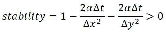 پایداری روش صریح برای حل معادله انتقال حرارت دوبعدی