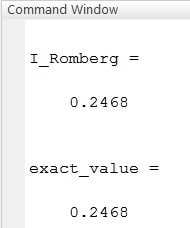 نتایج محاسبه انتگرال به روش رامبرگ در متلب